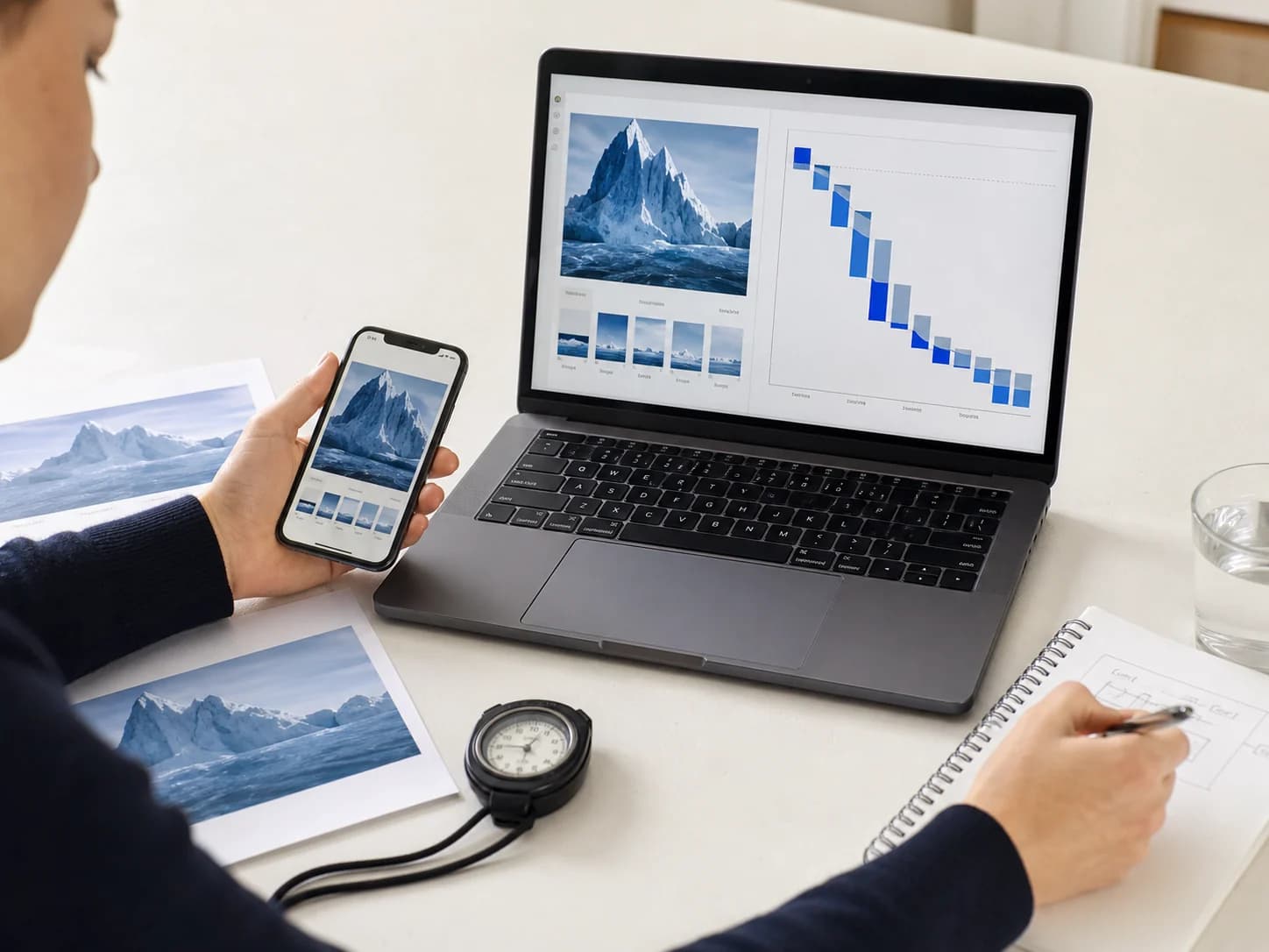 Een website-optimalisatietest voor en na met lichtere afbeeldingsitems en timinggegevens