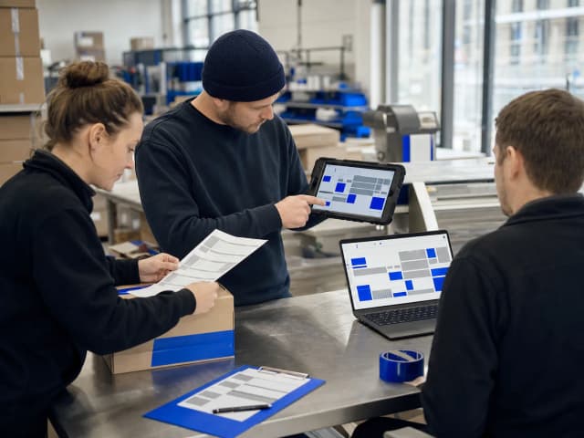 Operationeel team met behulp van een digitale workflow