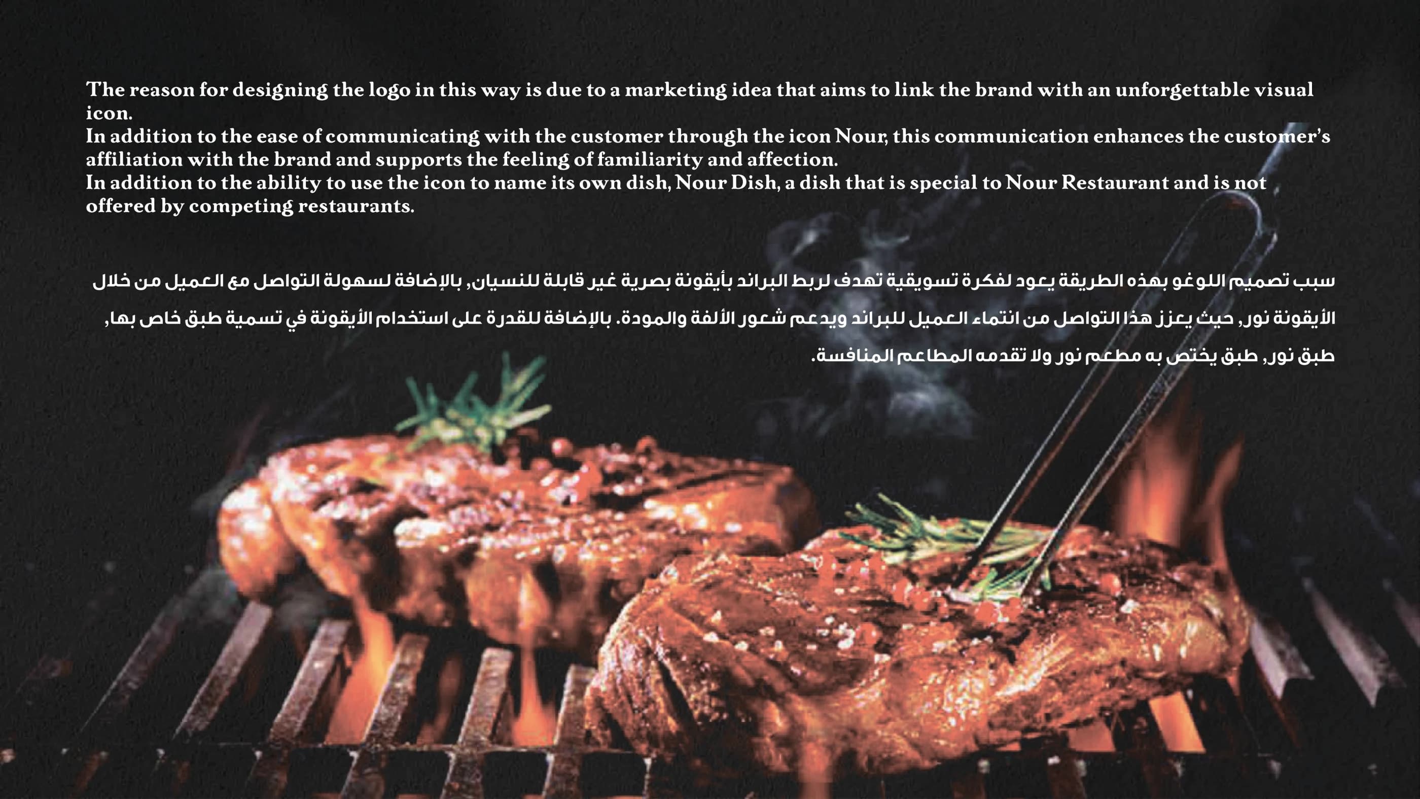 Nour merkverhaal gepresenteerd met grillfotografie uit het Midden-Oosten