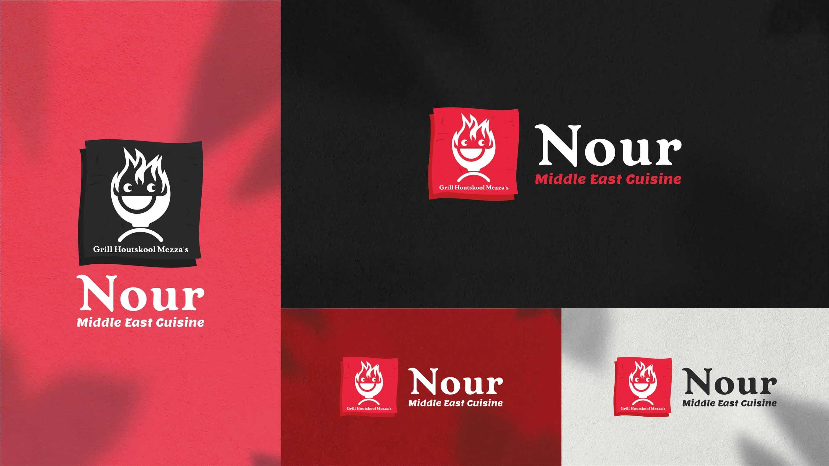 Nour logovariaties in de primaire merkkleuren